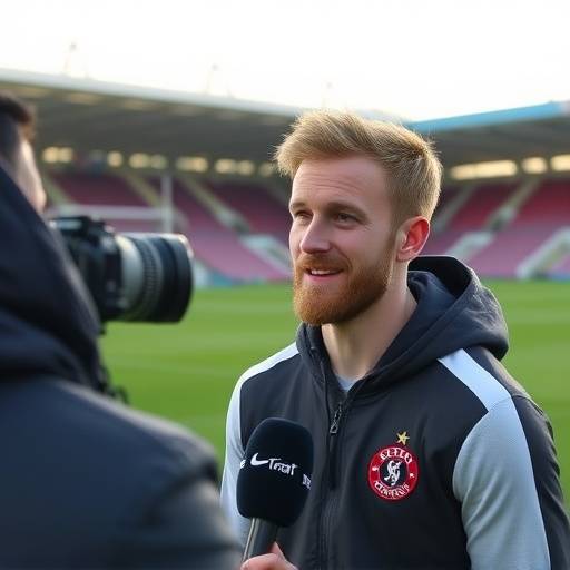 Christian Eriksen giver et videointerview på en fodboldbane.
