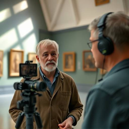Optagelse af en kurator fra Designmuseum Danmark i et videointerview.